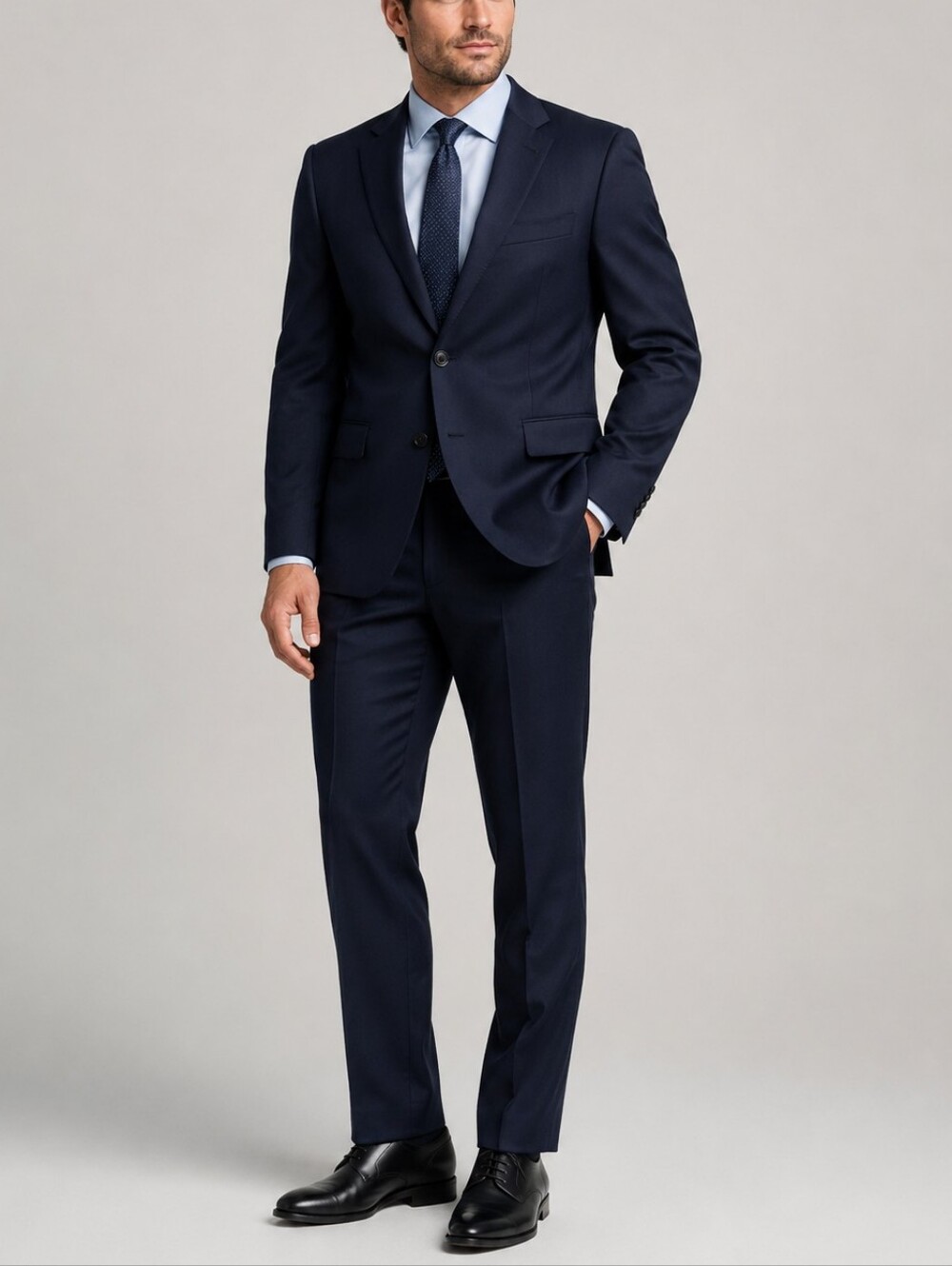 NWT Kenneth Cole Reaction Slim Fit 2 Piece Suit 42R 35W Navy Blue